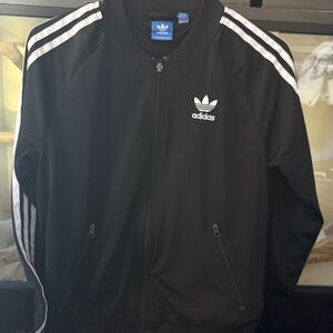Adidas Black Bomber Jacket with White Stripes